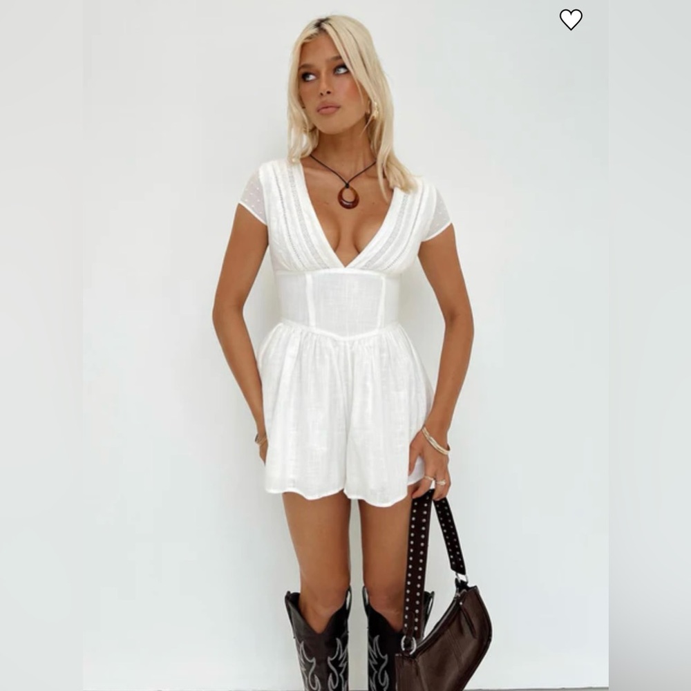 Princess Polly Marcelle Romper White Size 8